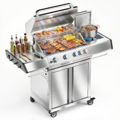 COWSAR Stainless steel with light 4 -Burner Liquid Propane Gas Grill 1 -Side Burner