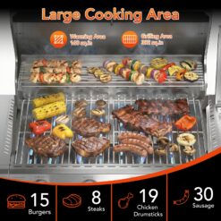 COWSAR Stainless steel with light 4 -Burner Liquid Propane Gas Grill 1 -Side Burner