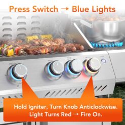 COWSAR Stainless steel with light 4 -Burner Liquid Propane Gas Grill 1 -Side Burner