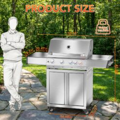 COWSAR Stainless steel with light 4 -Burner Liquid Propane Gas Grill 1 -Side Burner