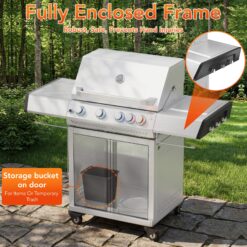 COWSAR Stainless steel with light 4 -Burner Liquid Propane Gas Grill 1 -Side Burner