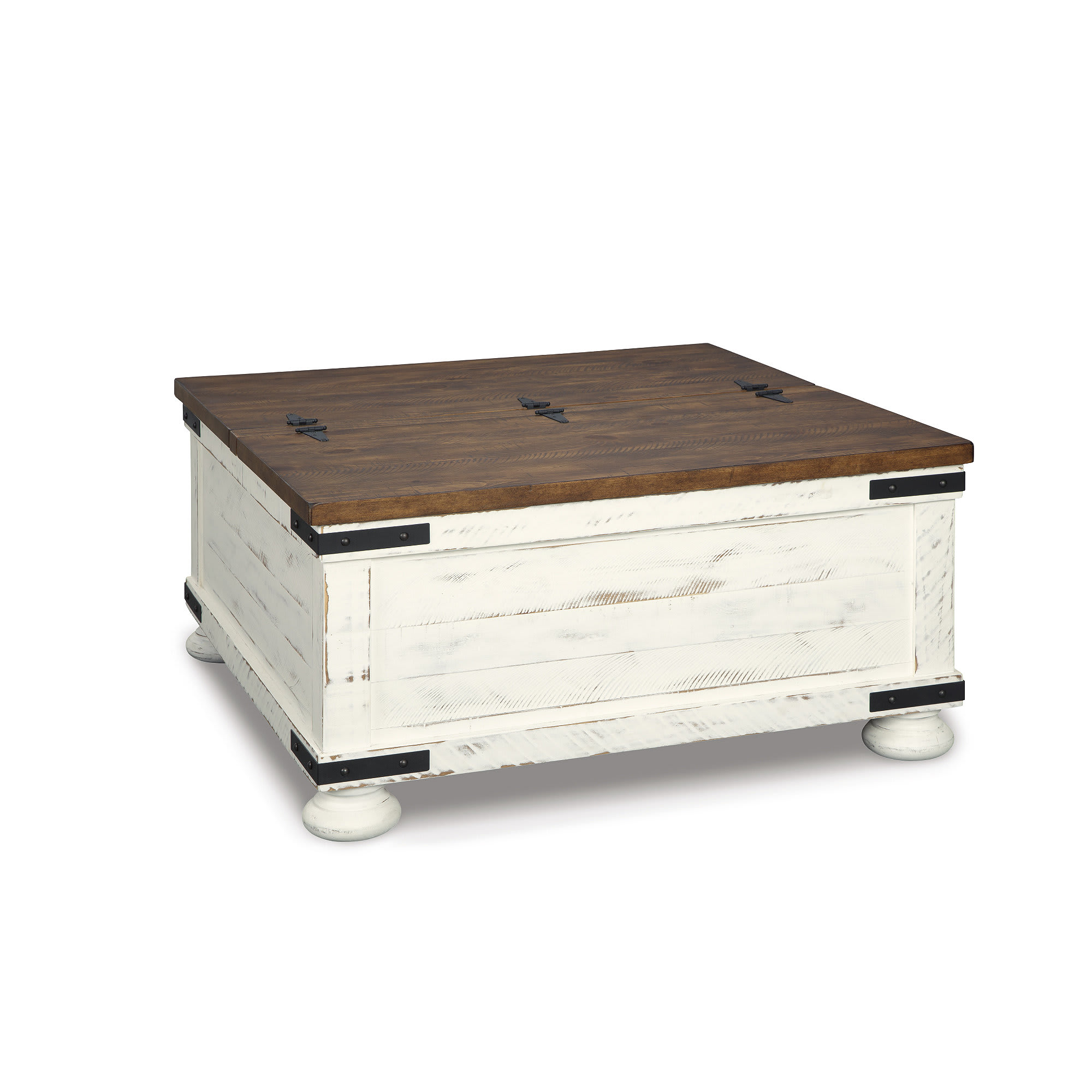 Signature Design by Ashley Wystfield Farmhouse Square Coffee Table with Storage in White and Brown