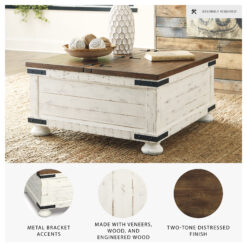 Signature Design by Ashley Wystfield Farmhouse Square Coffee Table with Storage in White and Brown