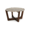 Signature Design by Ashley Tanidore Round Coffee Table with Marble Top and Warm Brown Mango Wood Base