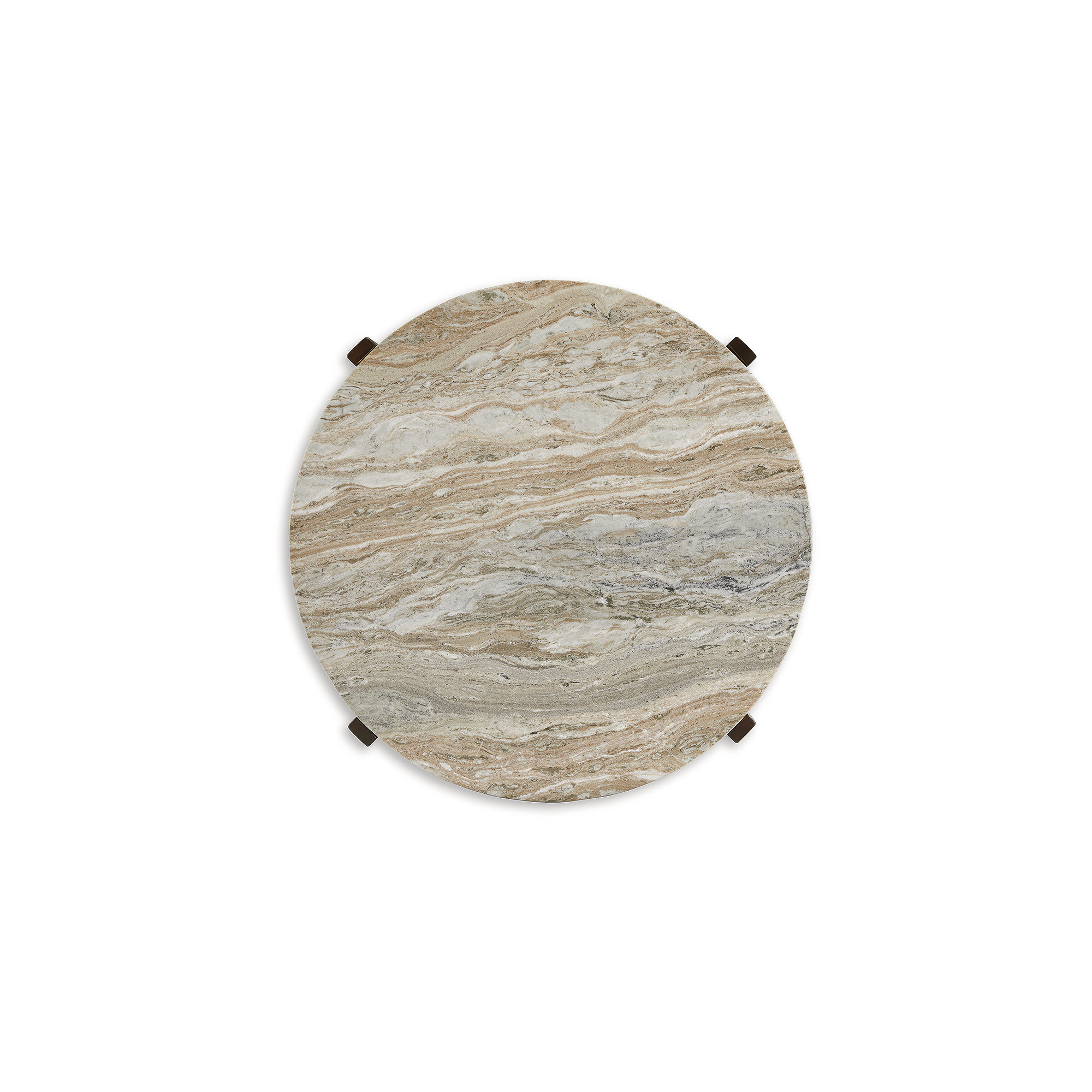 Signature Design by Ashley Tanidore Round Coffee Table with Marble Top and Warm Brown Mango Wood Base