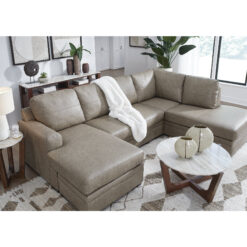 Signature Design by Ashley Tanidore Round Coffee Table with Marble Top and Warm Brown Mango Wood Base