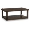 Signature Design by Ashley Breckington Dark Brown Wood Finish Coffee Table with Lower Shelf Storage