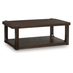 Signature Design by Ashley Breckington Dark Brown Wood Finish Coffee Table with Lower Shelf Storage