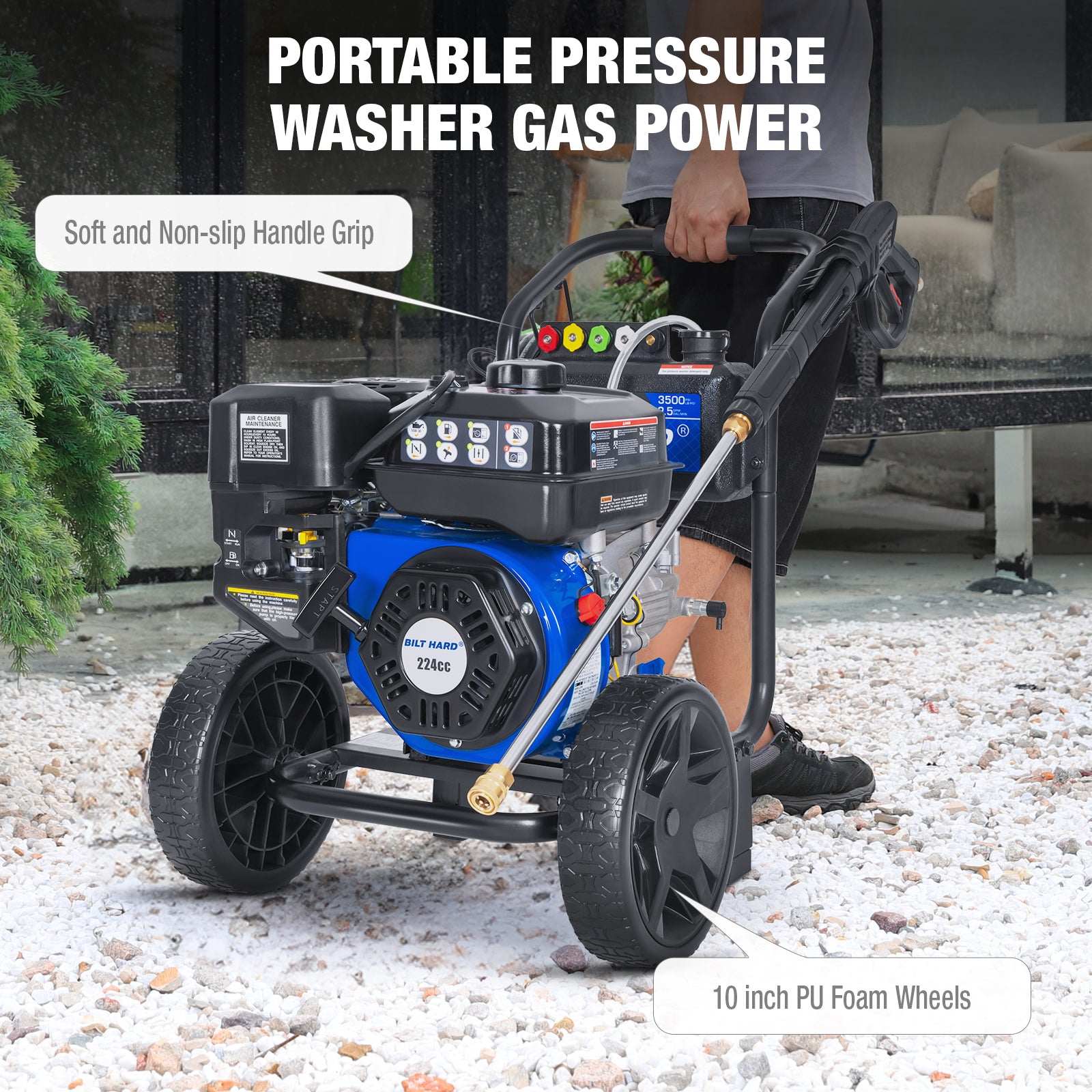 BILT HARD 3500-PSI 2.5-GPM Cold Water Gas Pressure washer with 5 Spray Tips (49-State)