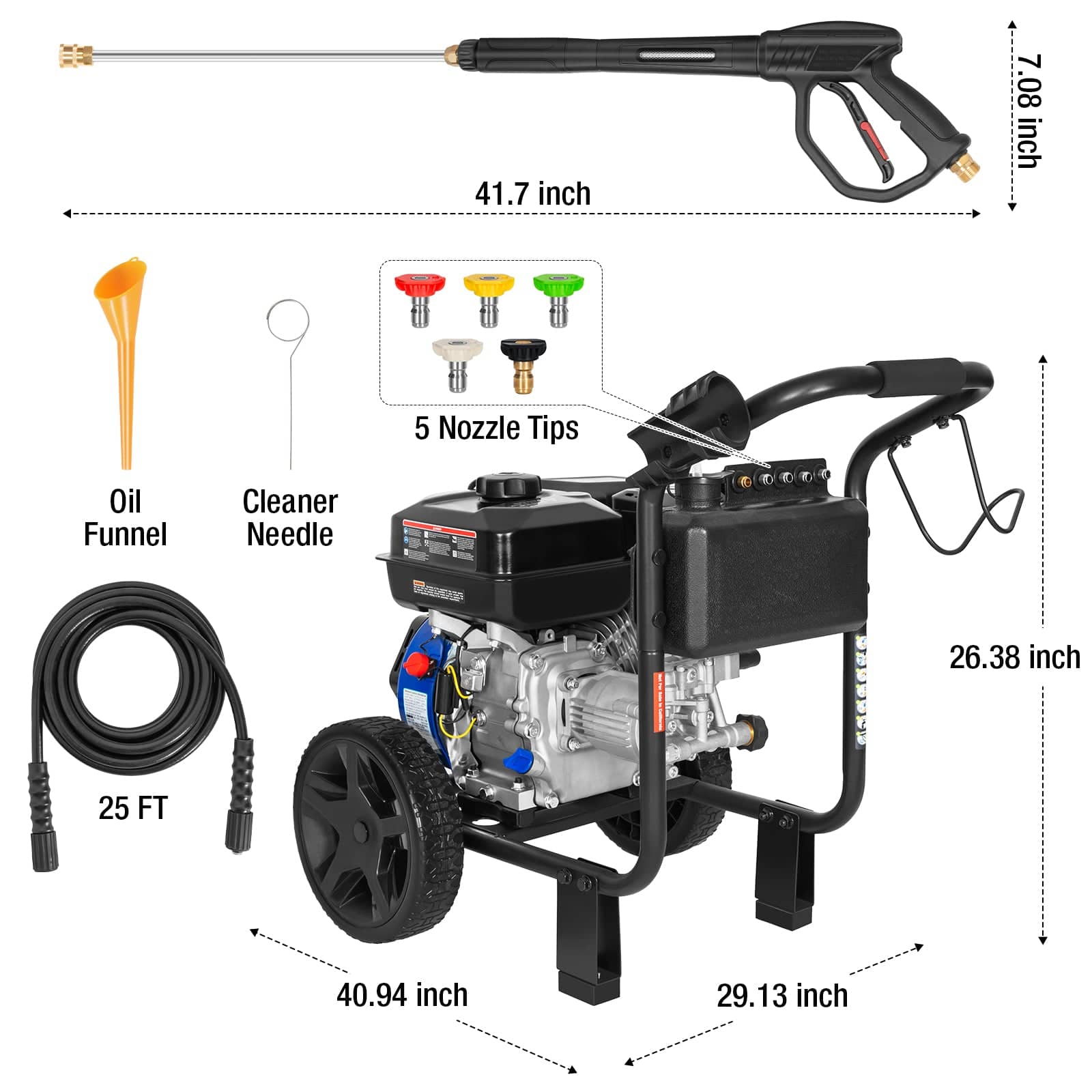BILT HARD 3500-PSI 2.5-GPM Cold Water Gas Pressure washer with 5 Spray Tips (49-State)