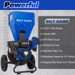 BILT HARD Manual 7.5 -HP Gas Wood Chipper 3-in Maximum Branch Diameter
