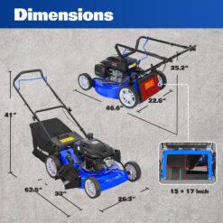 BILT HARD 21-Inch Push Lawn Mower 201cc 4-Cycle Engine 3-in-1 Bagging