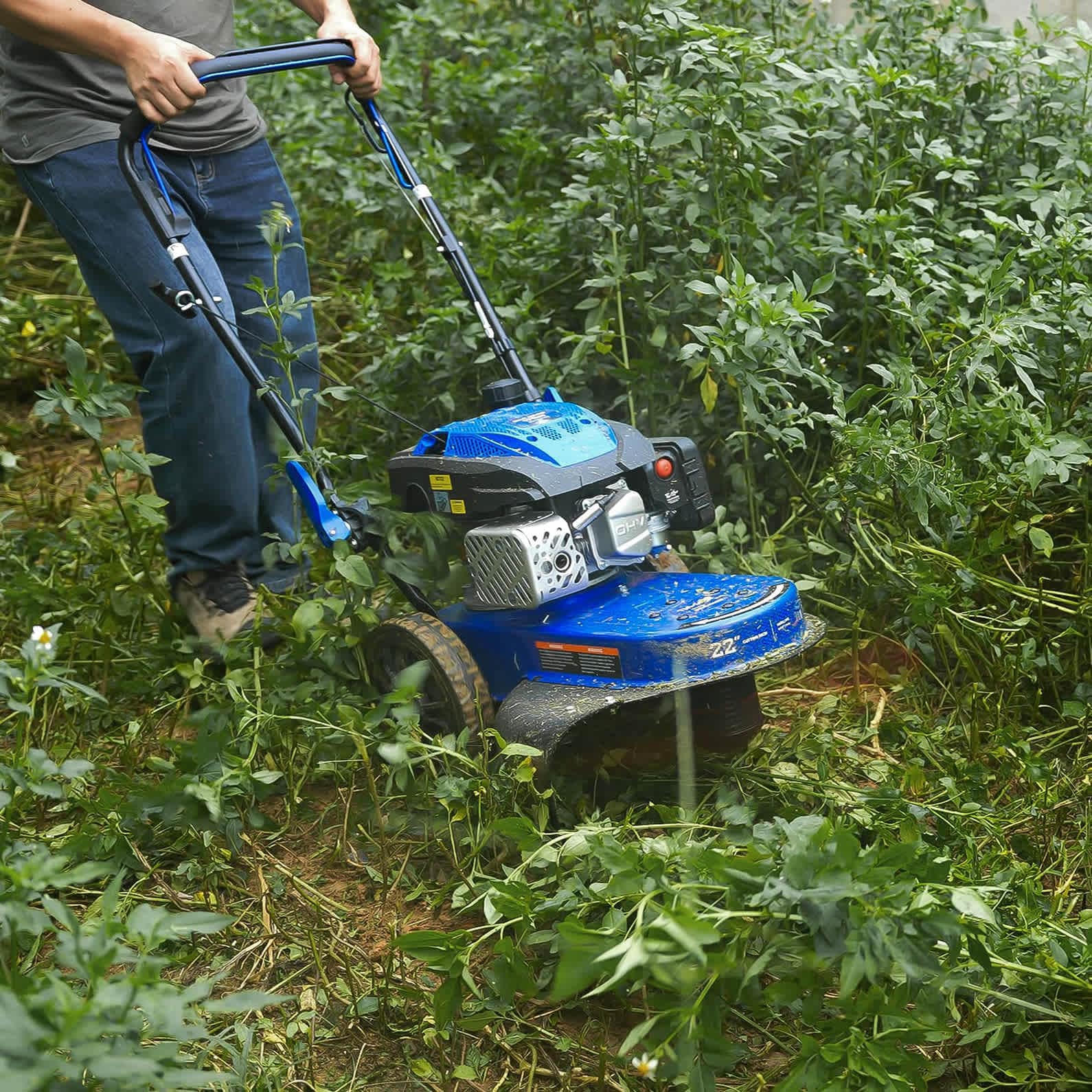BILT HARD Foldable Self-Propelled 170cc 22-in Cutting Curved Shaft Cordless Gas String Trimmer