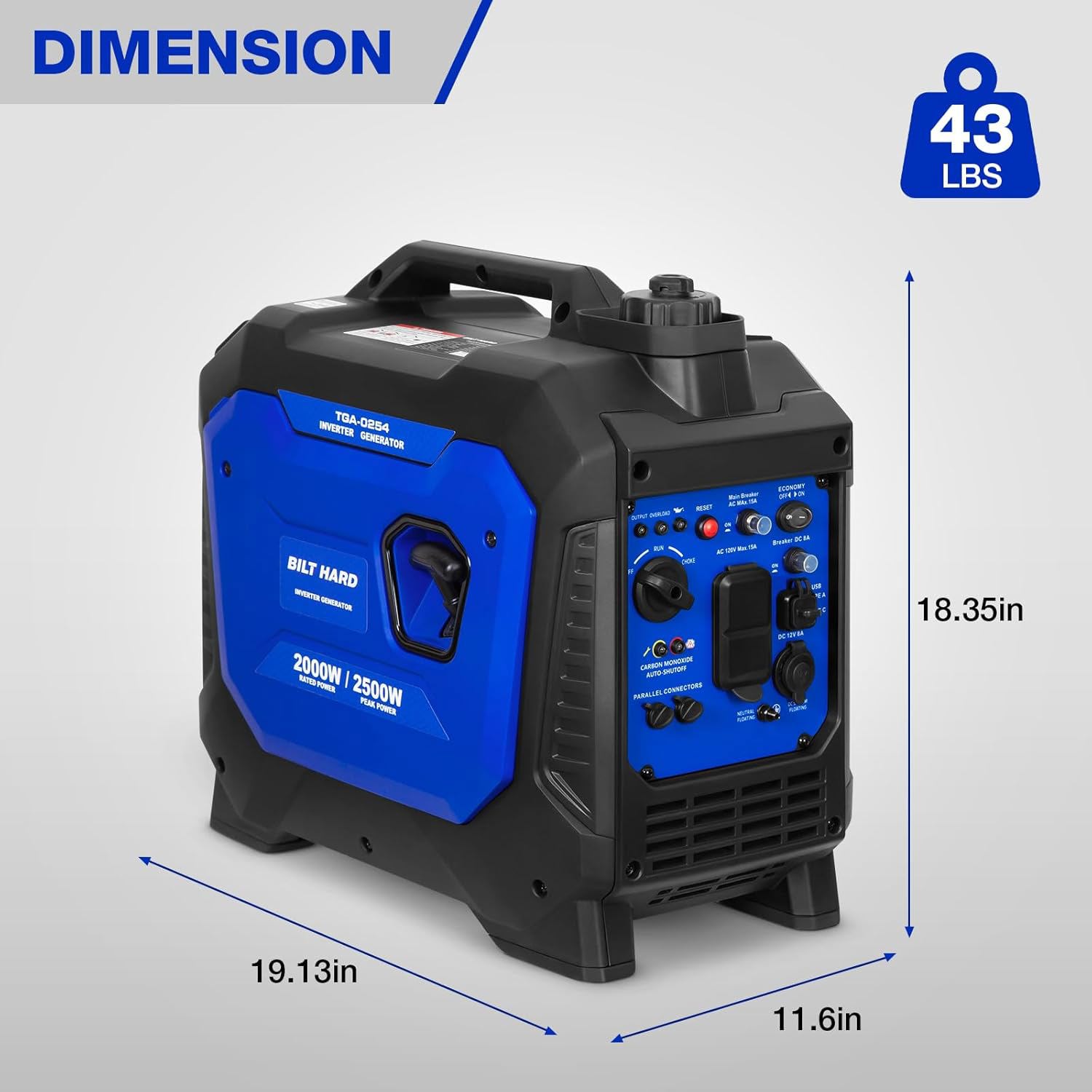 BILT HARD 2500 -Watt Single Fuel (Gasoline) Inverter Generator