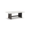 Signature Design by Ashley Burkhaus Modern Rectangular Coffee Table with Marble Top in White and Dark Brown