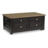 Signature Design by Ashley Drazmine Lift Top Coffee Table with Drawers and Mobility Casters in Brown