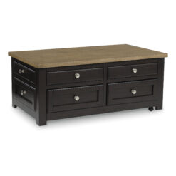 Signature Design by Ashley Drazmine Lift Top Coffee Table with Drawers and Mobility Casters in Brown