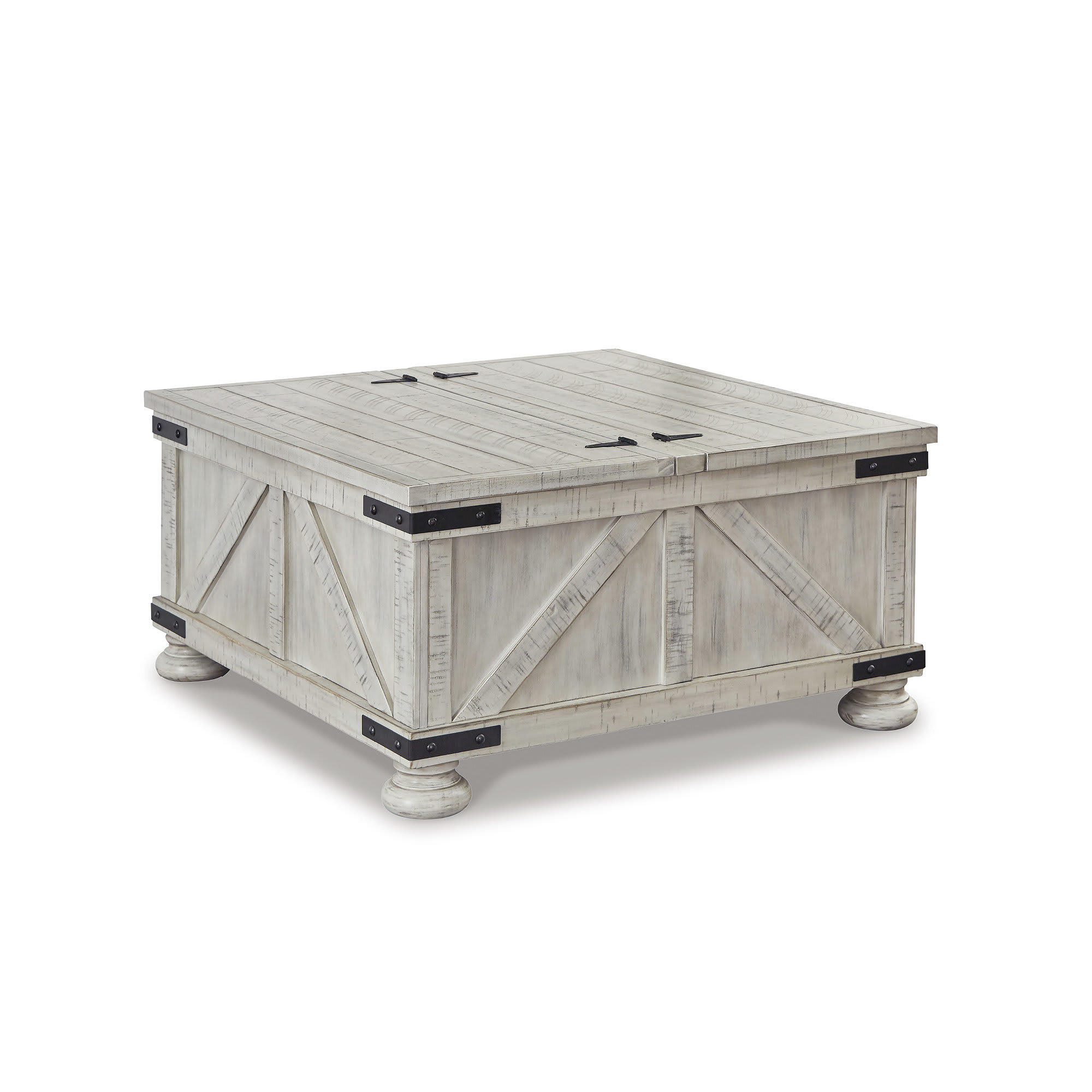 Signature Design by Ashley Carynhurst Whitewash Farmhouse Lift-Top Storage Coffee Table