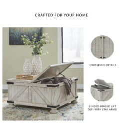 Signature Design by Ashley Carynhurst Whitewash Farmhouse Lift-Top Storage Coffee Table