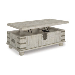Signature Design by Ashley Carynhurst 52 inch Whitewash Lift-Top Coffee Table with Storage