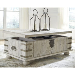Signature Design by Ashley Carynhurst 52 inch Whitewash Lift-Top Coffee Table with Storage