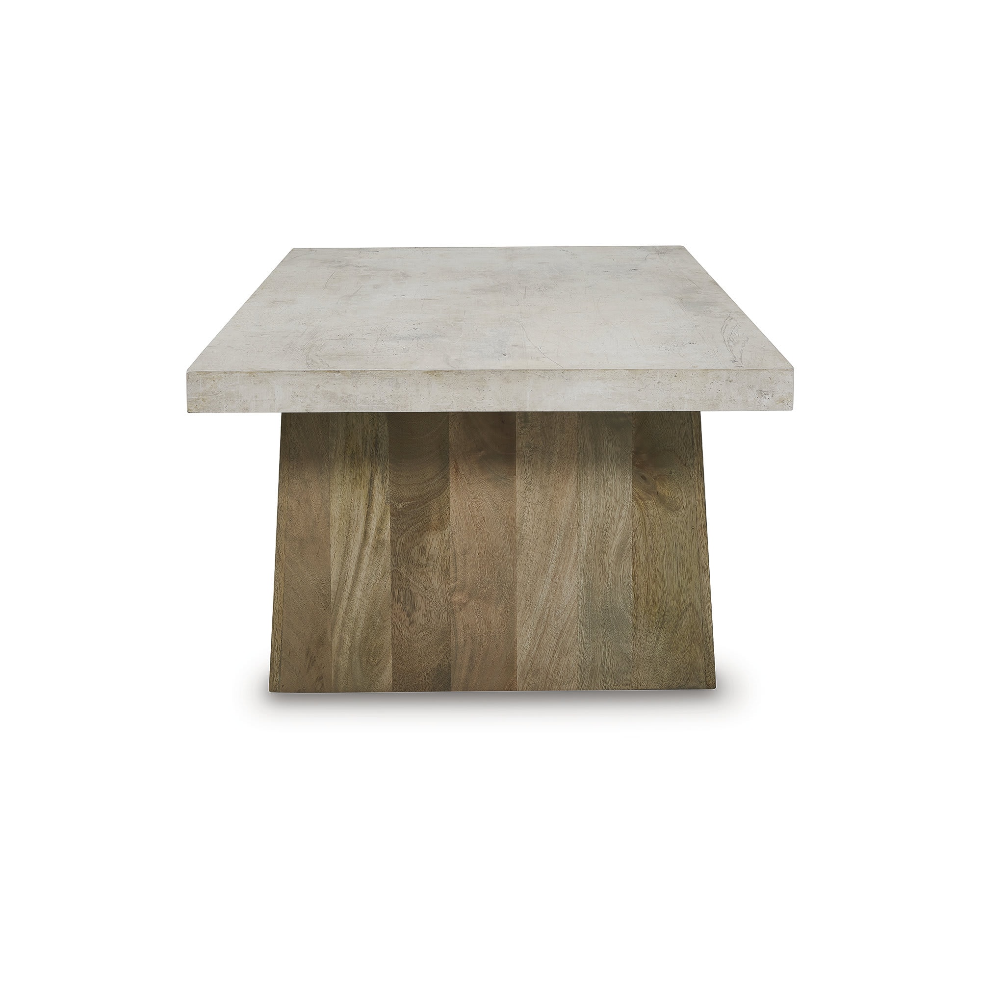 Signature Design by Ashley Brendalhouse Light Brown Coffee Table with Faux Cement Top and Rolling Casters