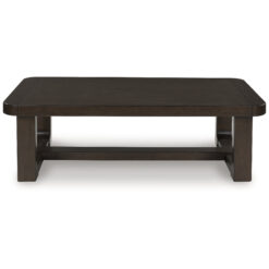 Signature Design by Ashley Breckington Modern Dark Brown Rectangular Coffee Table with Solid Wood Edge