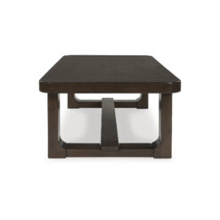 Signature Design by Ashley Breckington Modern Dark Brown Rectangular Coffee Table with Solid Wood Edge