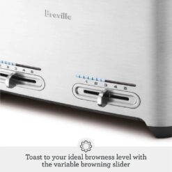 Breville BTA840XL Die-Cast Smart Toaster, 4 Slice, Brushed Stainless Steel