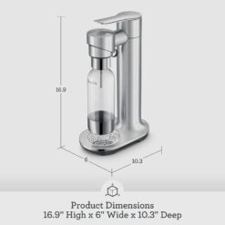 Breville BCA800BSS InFizz Fusion Sparkling Water and Beverage Carbonator, CO2 Cylinder Not Included, Brushed Stainless Steel