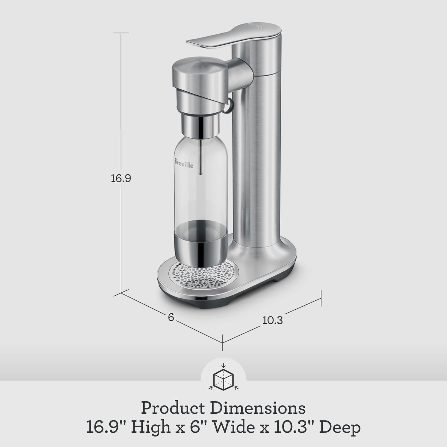 Breville BCA800BSS InFizz Fusion Sparkling Water and Beverage Carbonator, CO2 Cylinder Not Included, Brushed Stainless Steel