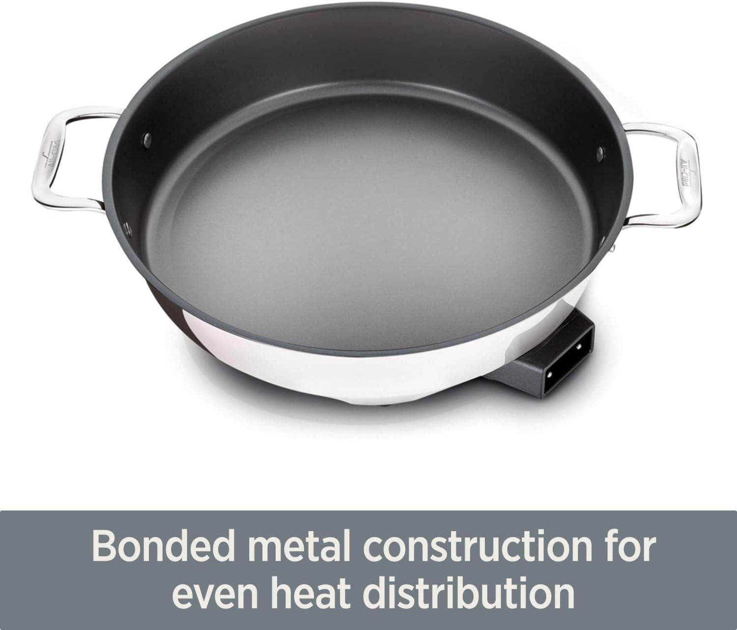 All-Clad Electrics Stainless Steel and Nonstick Surface Skillet 7 Quart 1800 Watts Temp Control, Cookware, Pots and Pans, Oven, Broil, Dishwasher Safe