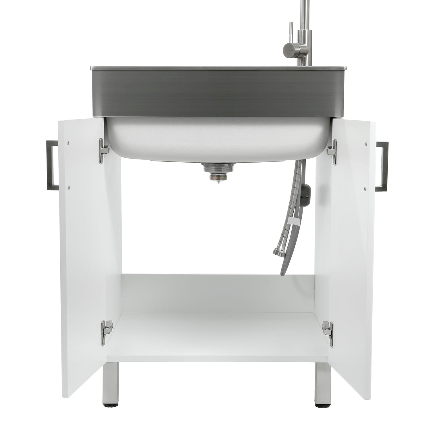 Presenza 24.1-in x 21.3-in 1 -Basin Brushed Steel Drop-in Utility tub with Faucet