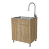 Presenza 28-in x 22-in 1 -Basin Light Oak Drop-in Laundry sink with Cabinet with Drain with Faucet