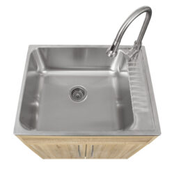 Presenza 28-in x 22-in 1 -Basin Light Oak Drop-in Laundry sink with Cabinet with Drain with Faucet