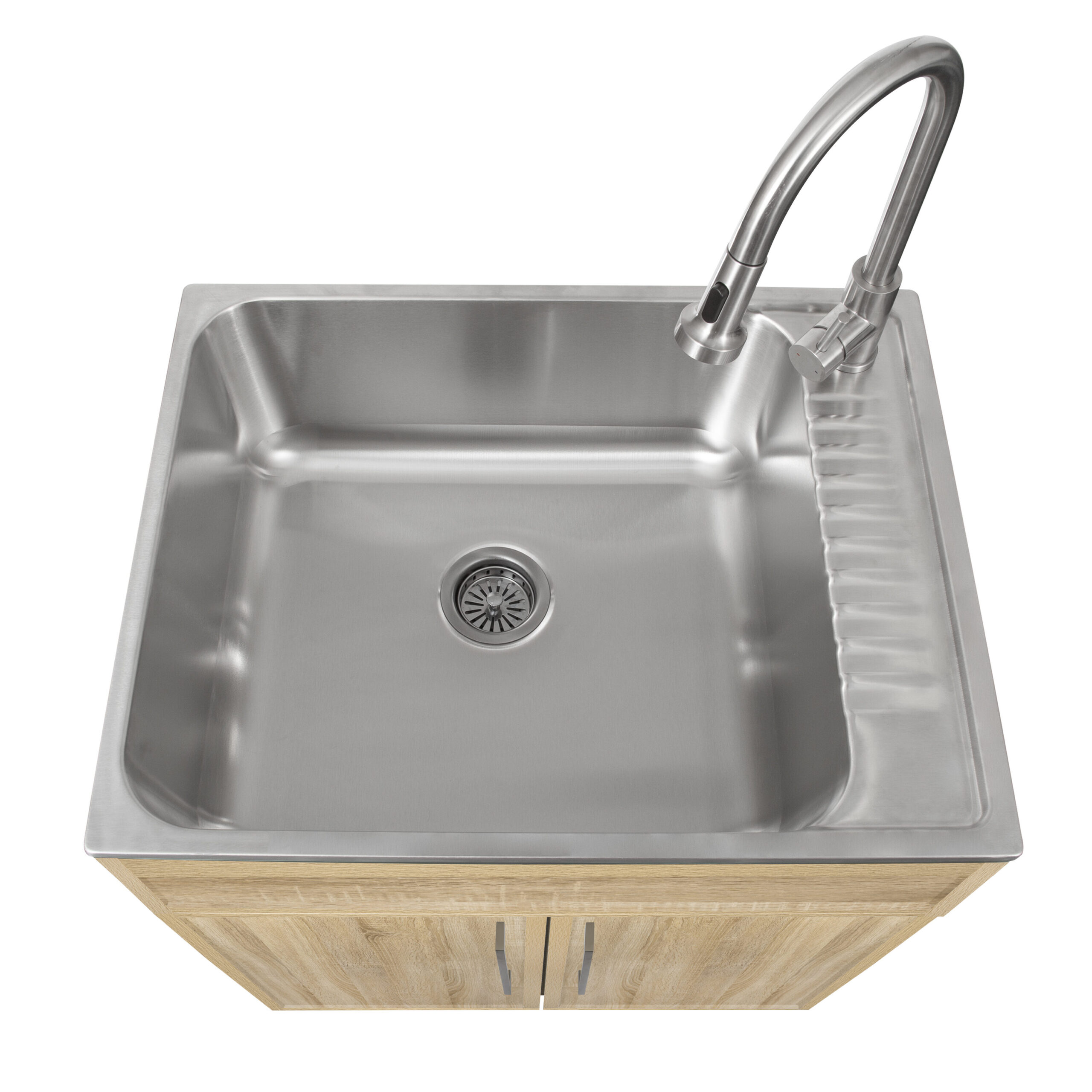 Presenza 28-in x 22-in 1 -Basin Light Oak Drop-in Laundry sink with Cabinet with Drain with Faucet