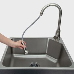 Presenza 24.1-in x 21.3-in 1 -Basin Brushed Steel Drop-in Utility tub with Faucet