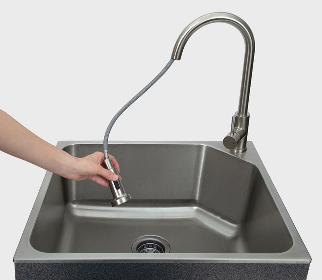 Presenza 24.1-in x 21.3-in 1 -Basin Brushed Steel Drop-in Utility tub with Faucet