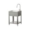 Presenza 24.1-in x 21.3-in 1 -Basin Brushed Steel Drop-in Utility tub with Faucet