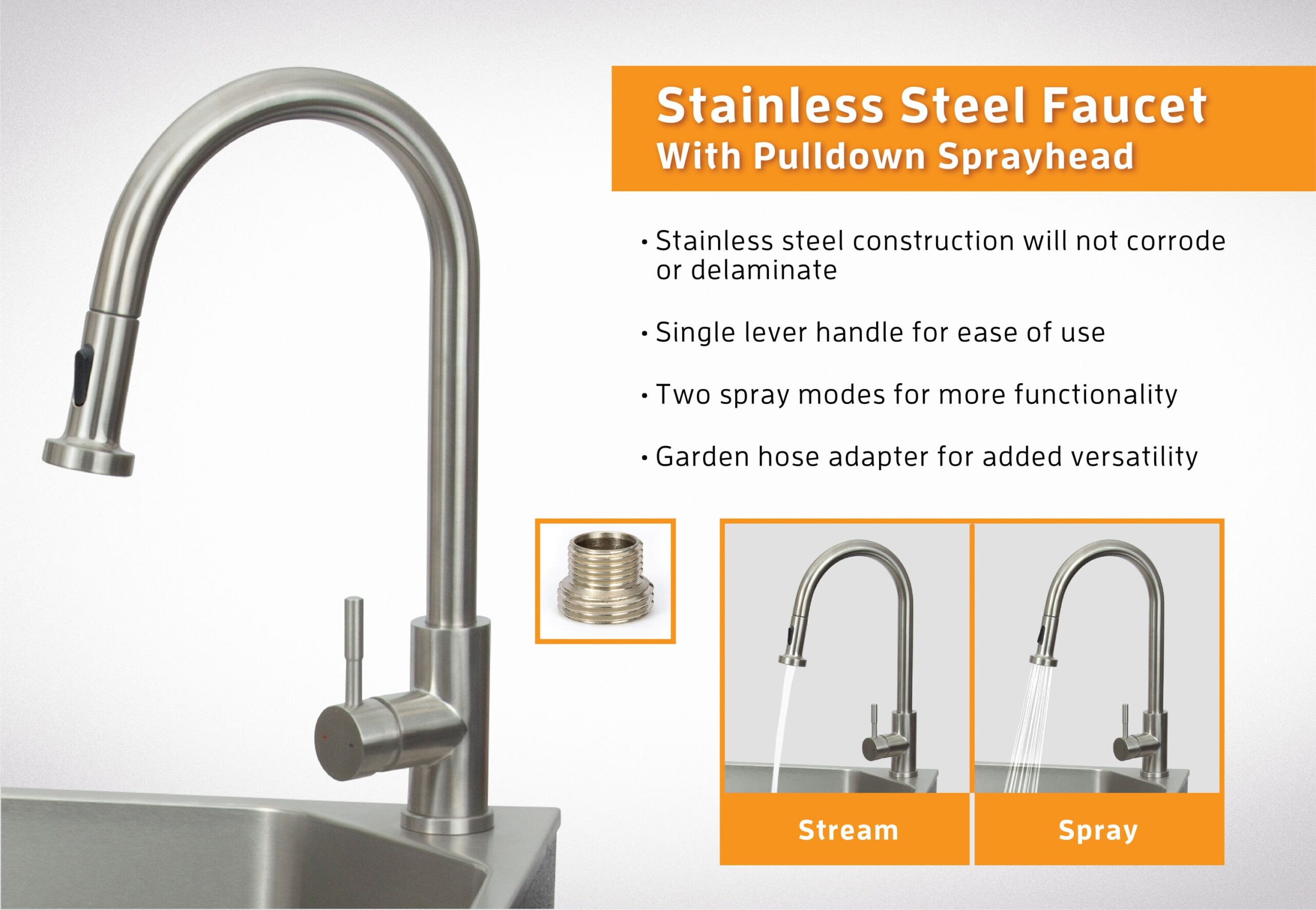 Presenza 24.1-in x 21.3-in 1 -Basin Brushed Steel Drop-in Utility tub with Faucet