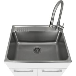 Presenza 28-in x 22-in 1 -Basin White Drop-in Laundry sink with Cabinet with Drain with Faucet