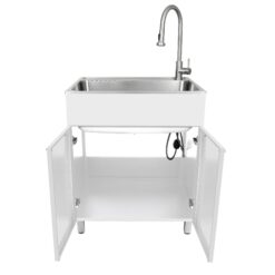 Presenza 28-in x 22-in 1 -Basin White Drop-in Laundry sink with Cabinet with Drain with Faucet