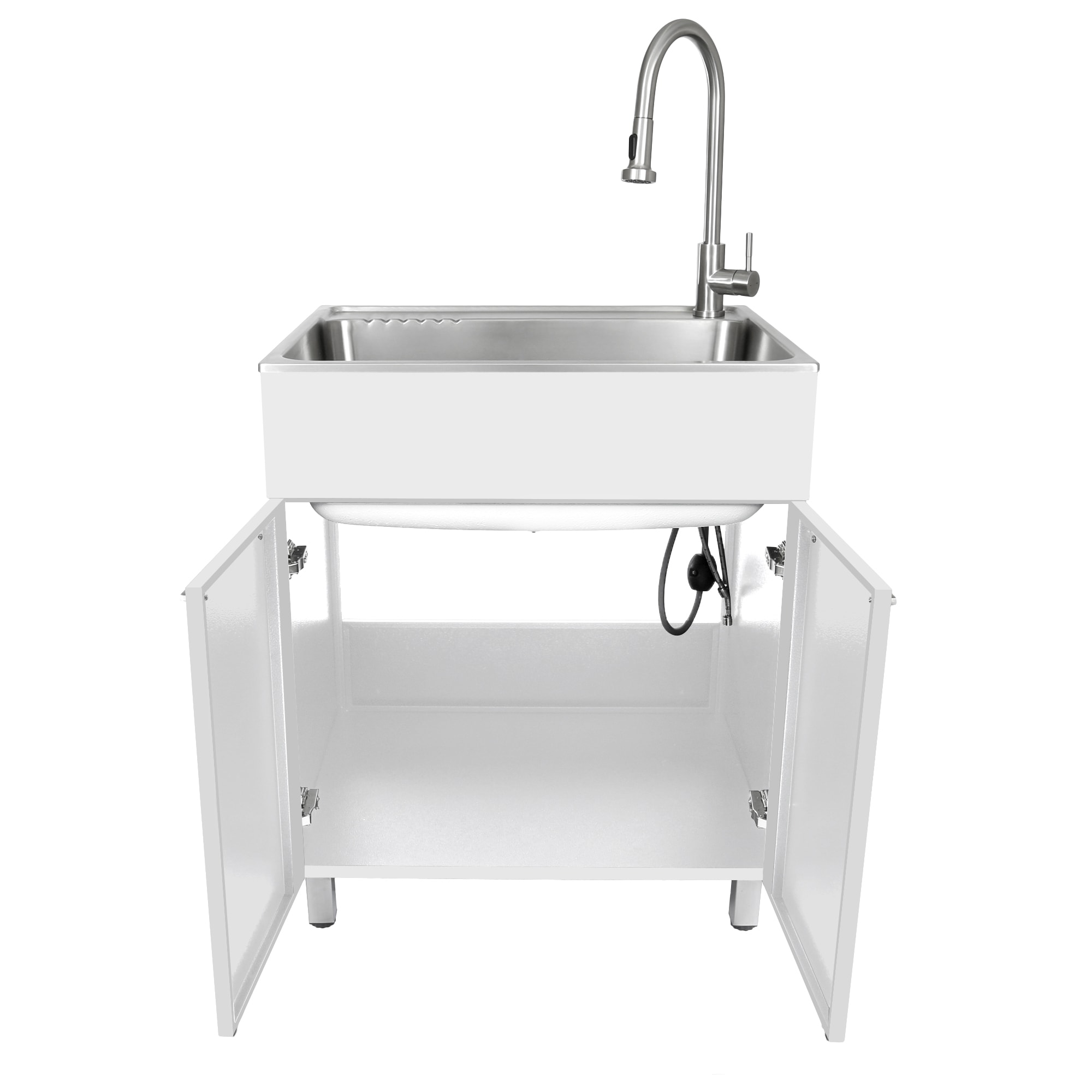Presenza 28-in x 22-in 1 -Basin White Drop-in Laundry sink with Cabinet with Drain with Faucet