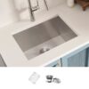 Ruvati 23-in x 18-in 1 -Basin Brushed Stainless Steel Undermount Laundry sink with Drain