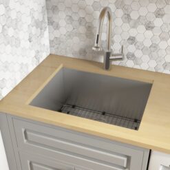 Ruvati 23-in x 18-in 1 -Basin Brushed Stainless Steel Undermount Laundry sink with Drain