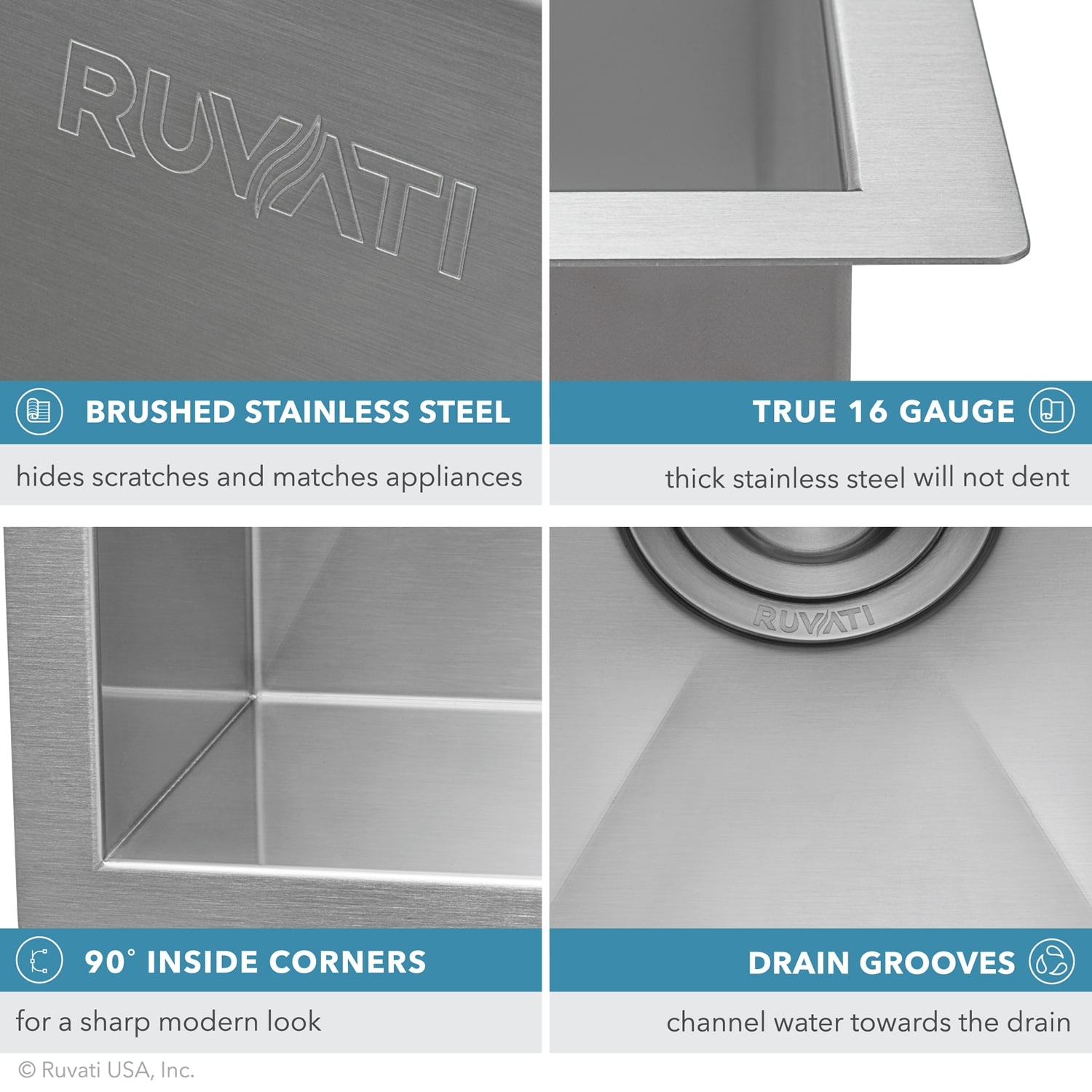 Ruvati 23-in x 18-in 1 -Basin Brushed Stainless Steel Undermount Laundry sink with Drain