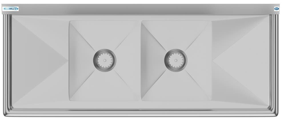 KoolMore 22-in x 52-in 2 -Basin Stainless Steel Freestanding Utility tub with Drain