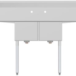 KoolMore 22-in x 52-in 2 -Basin Stainless Steel Freestanding Utility tub with Drain
