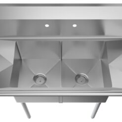 KoolMore 22-in x 52-in 2 -Basin Stainless Steel Freestanding Utility tub with Drain