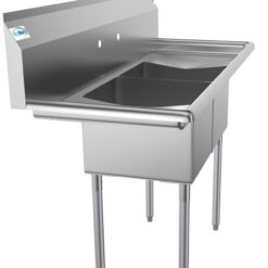 KoolMore 22-in x 52-in 2 -Basin Stainless Steel Freestanding Utility tub with Drain